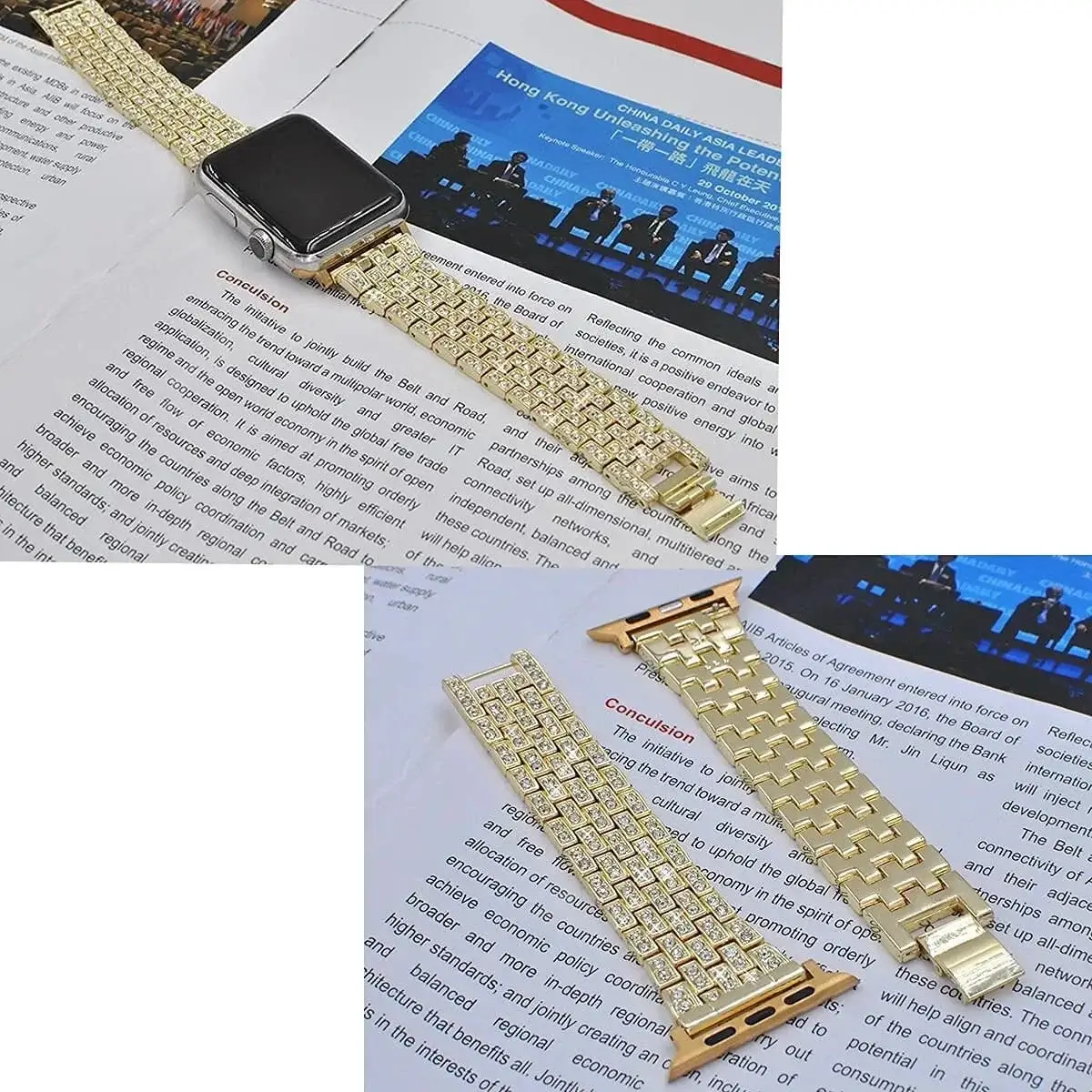 Apple Watch Bedazzled Stainless Steel Strap - Elegant Design - Image 4