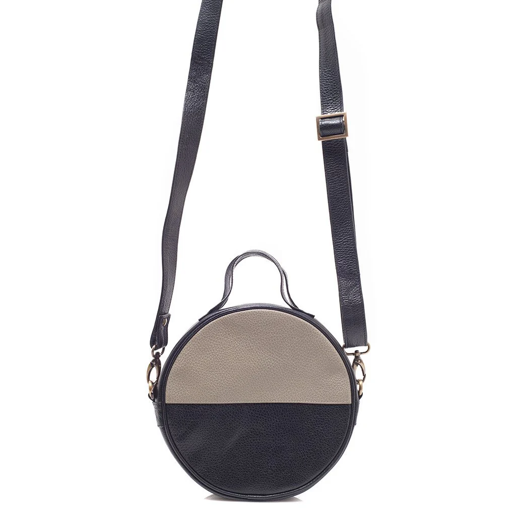 Black Moon Bag Crossbody Clutch Eco Leather Handwoven Cotton Retro Style - Image 3