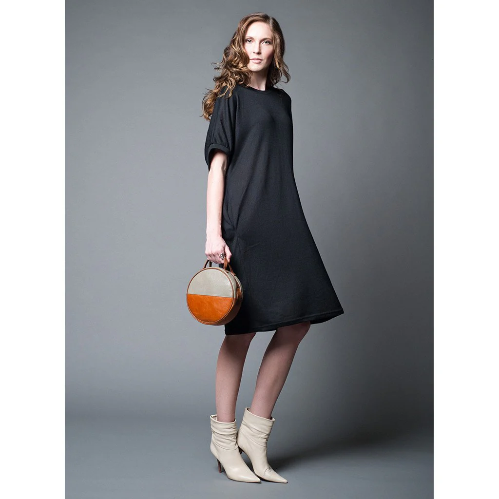 Black Moon Bag Crossbody Clutch Eco Leather Handwoven Cotton Retro Style - Image 5
