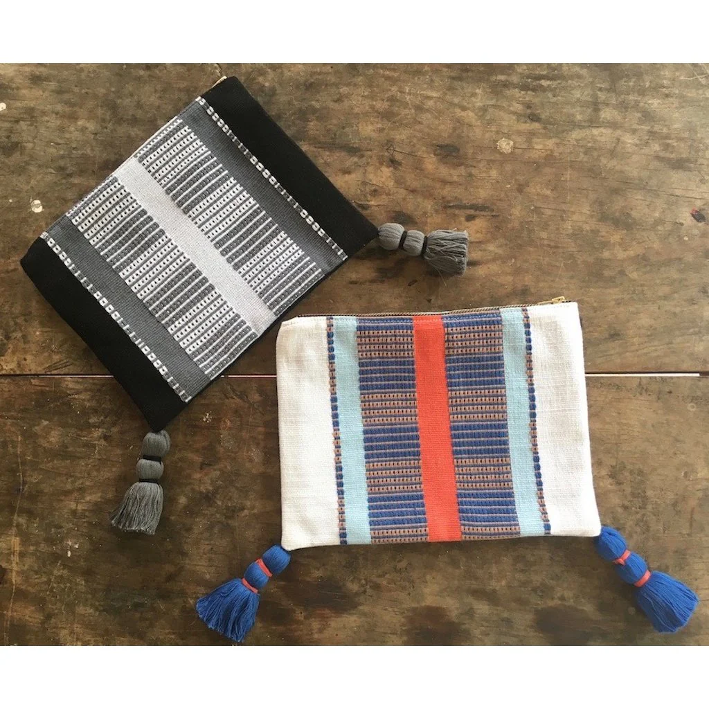 Black Striped Backstrap Clutch Handwoven Guatemalan Textile Evening Bag - Image 3