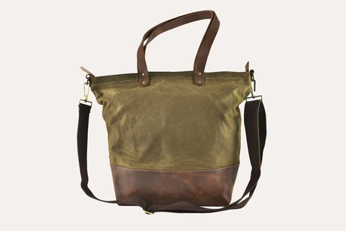 Waxed Canvas And Leather Boyfriend Tote Bag Large Everyday - Image 12