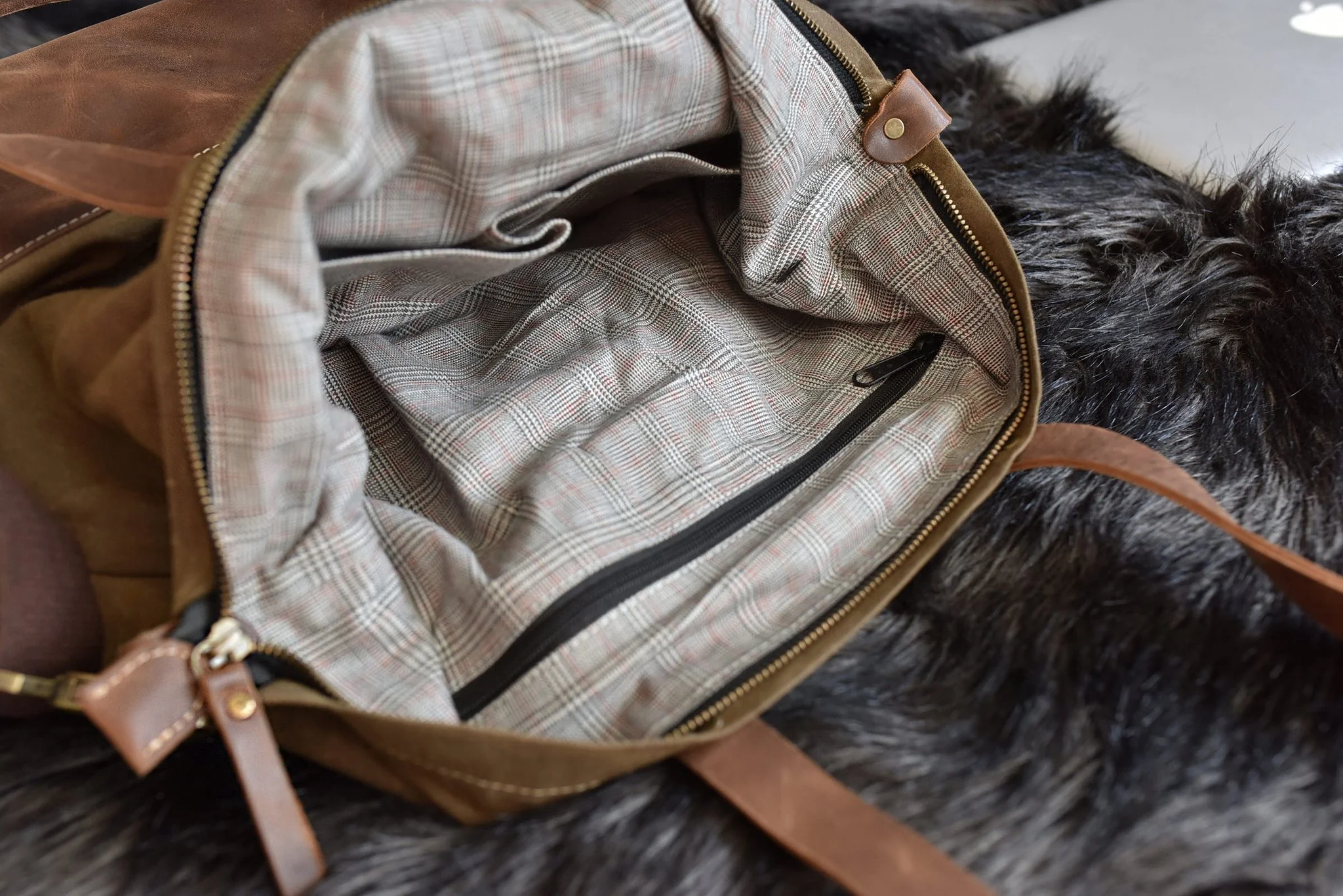Waxed Canvas And Leather Boyfriend Tote Bag Large Everyday - Image 4