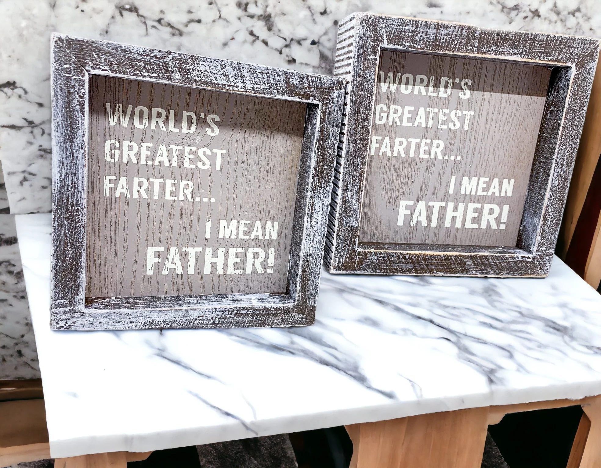 Funny Wooden Father's Day Sign Greatest Farter I Mean Father Rustic Handmade Dad Gift Decor - Image 3