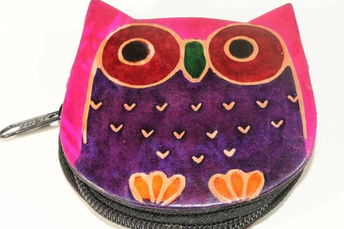 Leather Owl Coin Purse Handcrafted Embossed Compact Wallet - Image 14