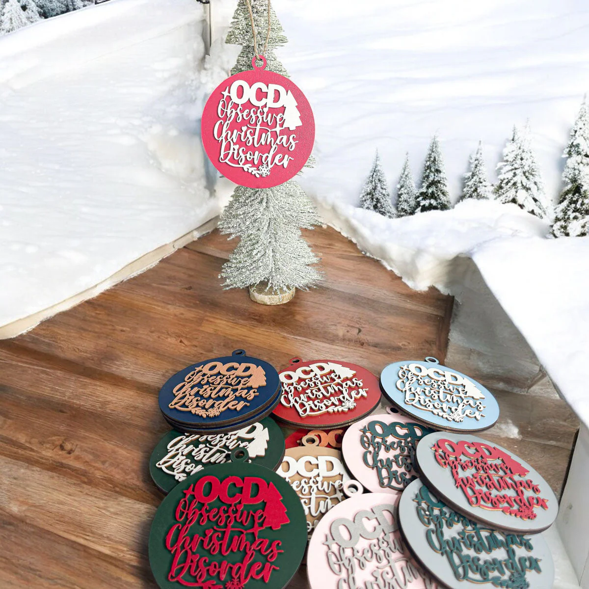 Handcrafted 3D Wooden Christmas Ornaments Imperfect OCD Style Limited Edition Tree Hanging Decor - Image 30