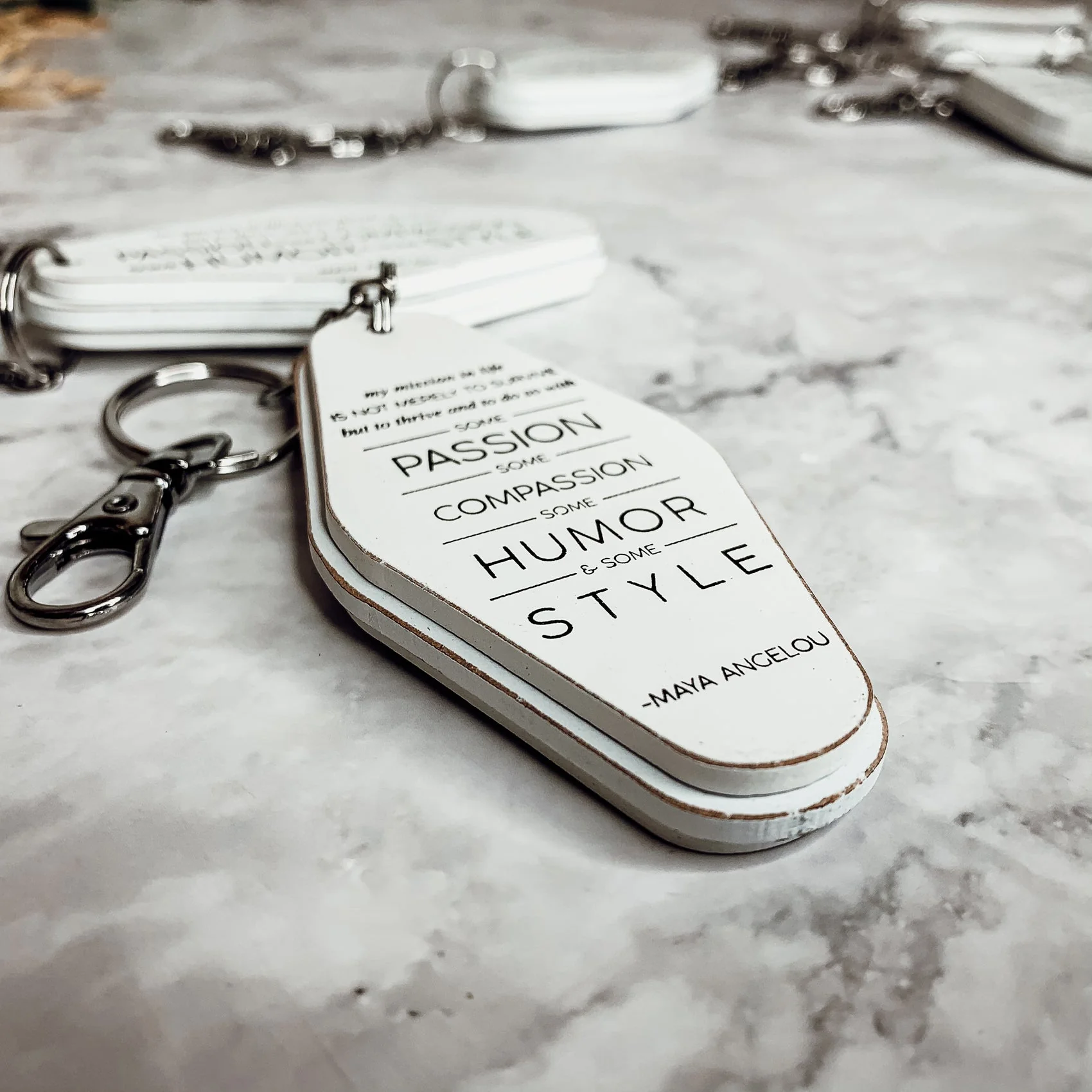 Wooden Inspirational Keychains Double Sided Engraved Motivational Messages Vertical Horizontal - Image 11