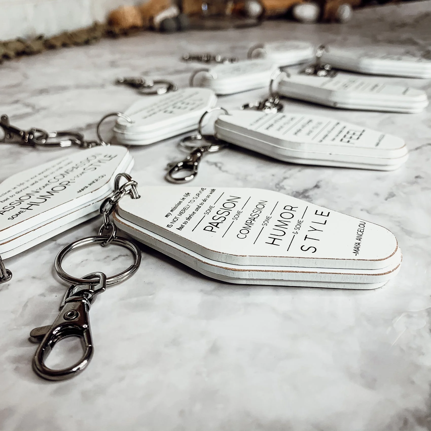 Wooden Inspirational Keychains Double Sided Engraved Motivational Messages Vertical Horizontal - Image 15