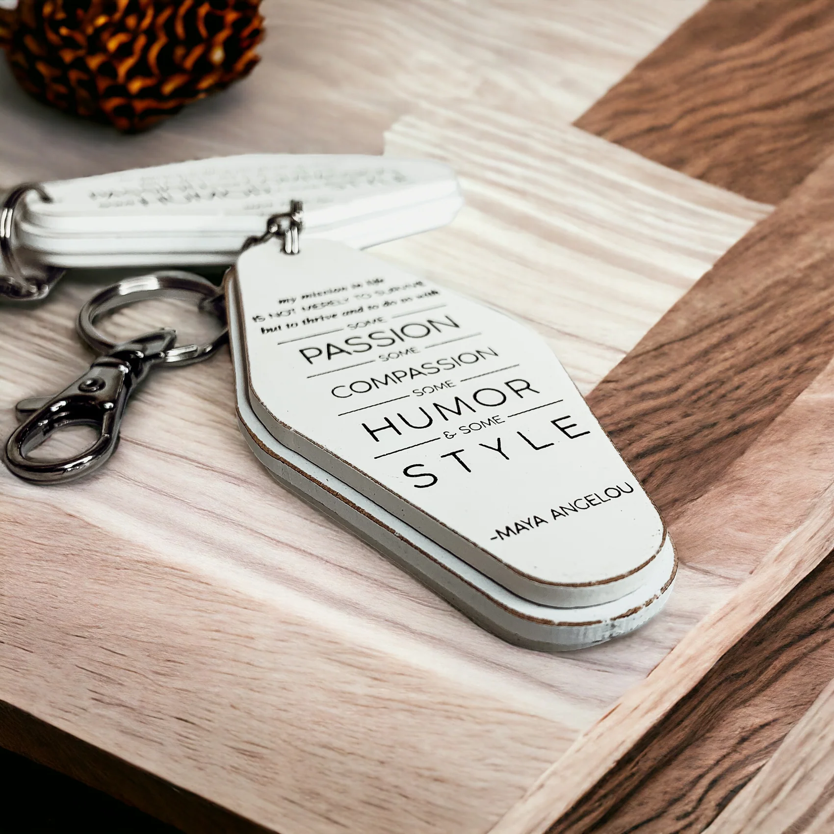 Wooden Inspirational Keychains Double Sided Engraved Motivational Messages Vertical Horizontal - Image 16