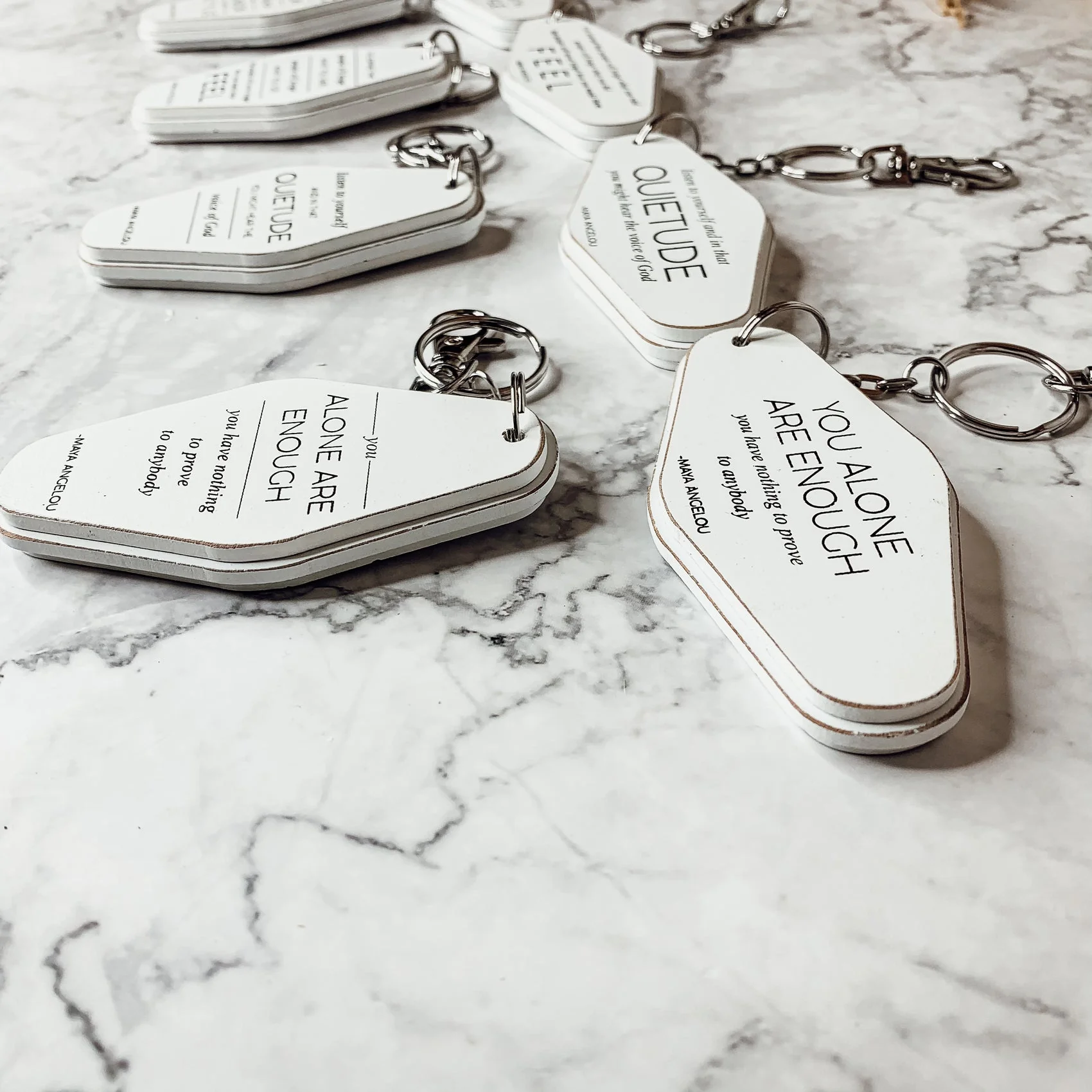 Wooden Inspirational Keychains Double Sided Engraved Motivational Messages Vertical Horizontal - Image 8