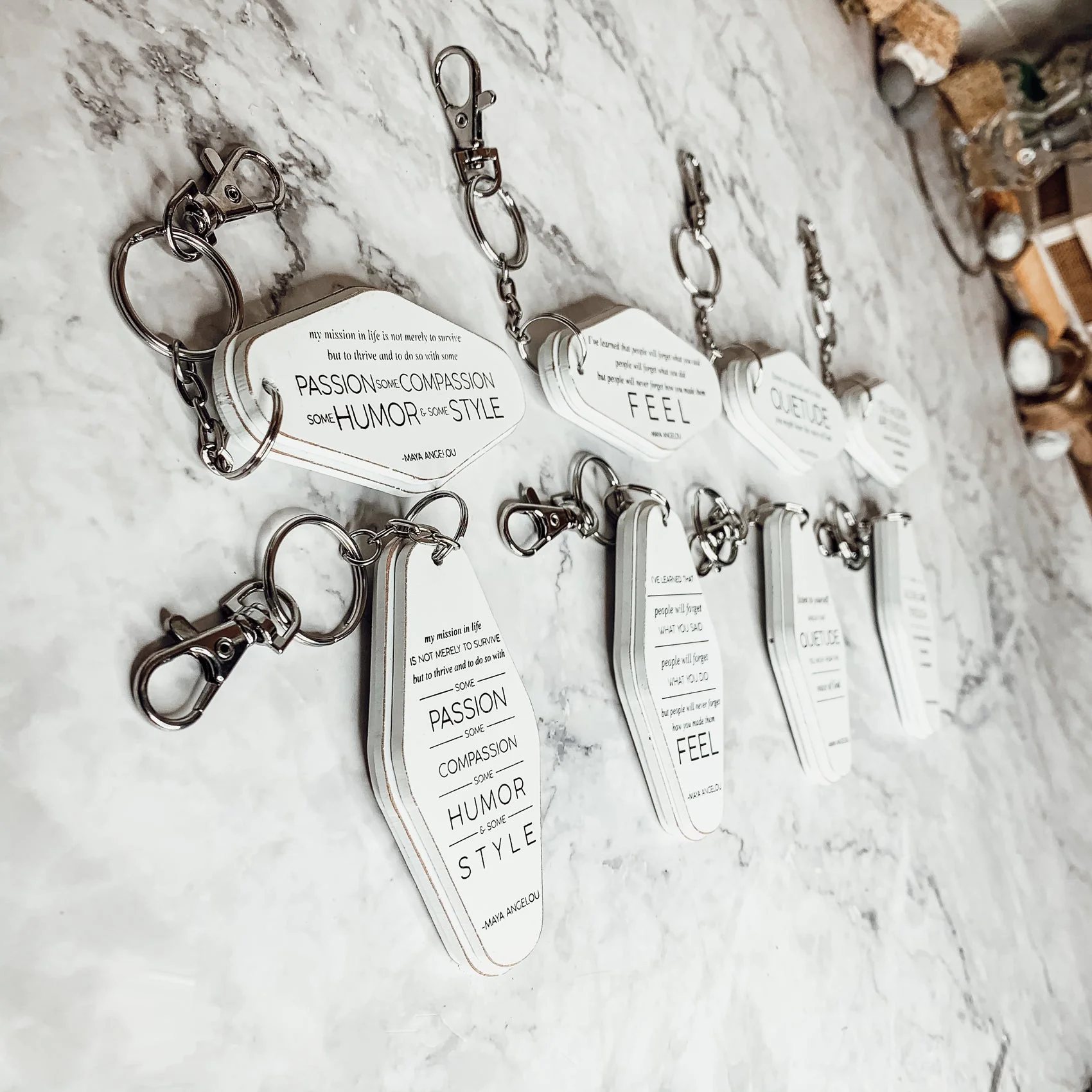 Wooden Inspirational Keychains Double Sided Engraved Motivational Messages Vertical Horizontal - Image 9
