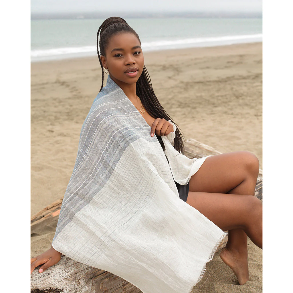 Linen Cotton Blend Wrap Scarf - Image 3