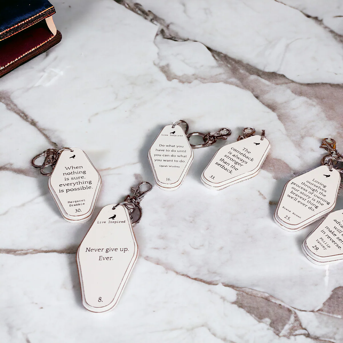 Wooden Inspirational Key Chains Reversible Heavy Duty Motivational Quotes Keyring Set 10 Plus Styles - Image 12