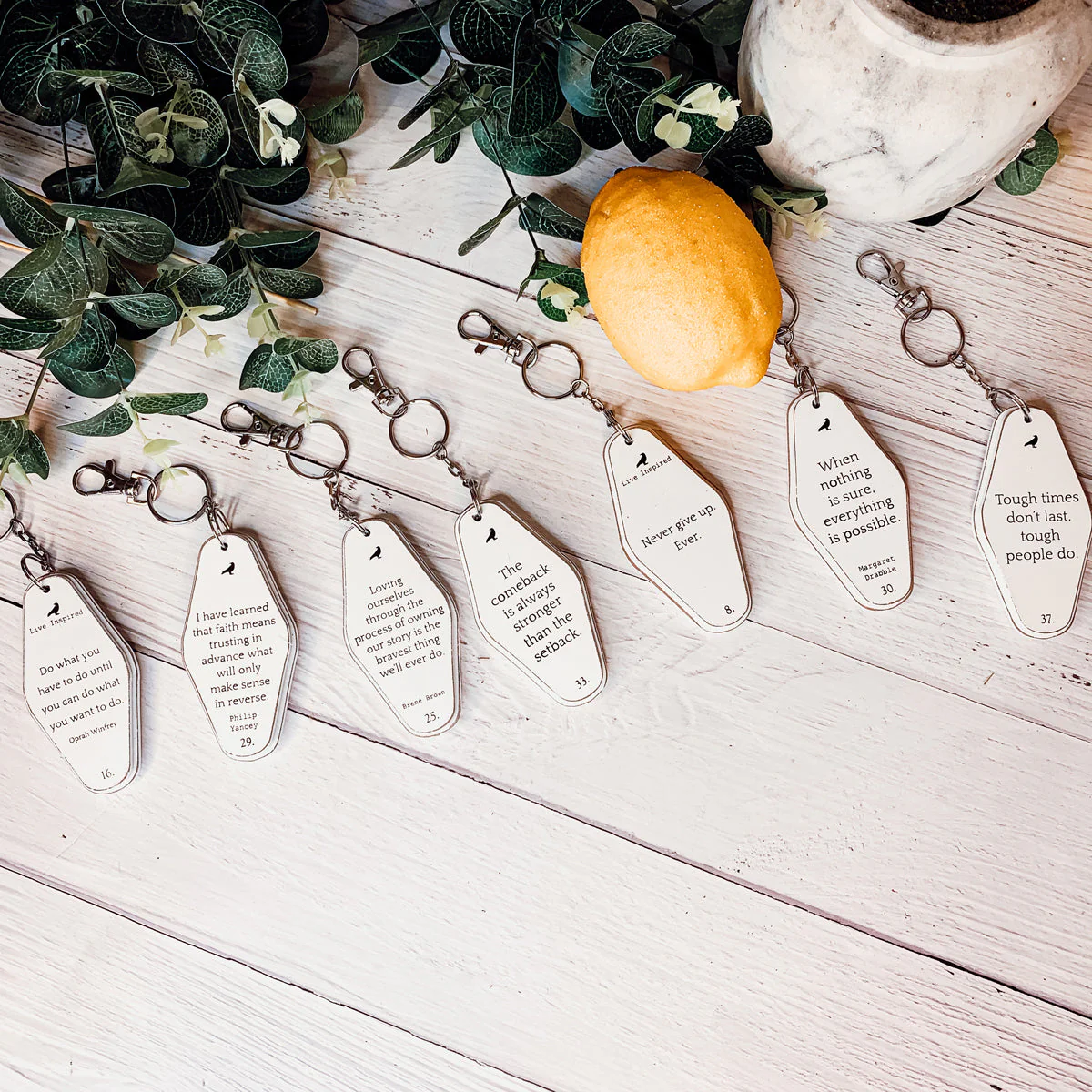 Wooden Inspirational Key Chains Reversible Heavy Duty Motivational Quotes Keyring Set 10 Plus Styles - Image 14
