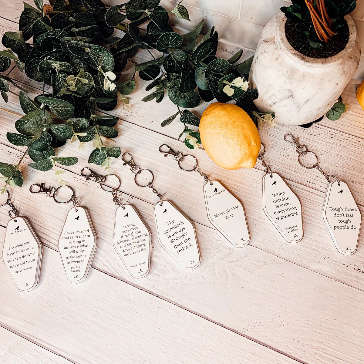 Wooden Inspirational Key Chains Reversible Heavy Duty Motivational Quotes Keyring Set 10 Plus Styles - Image 15