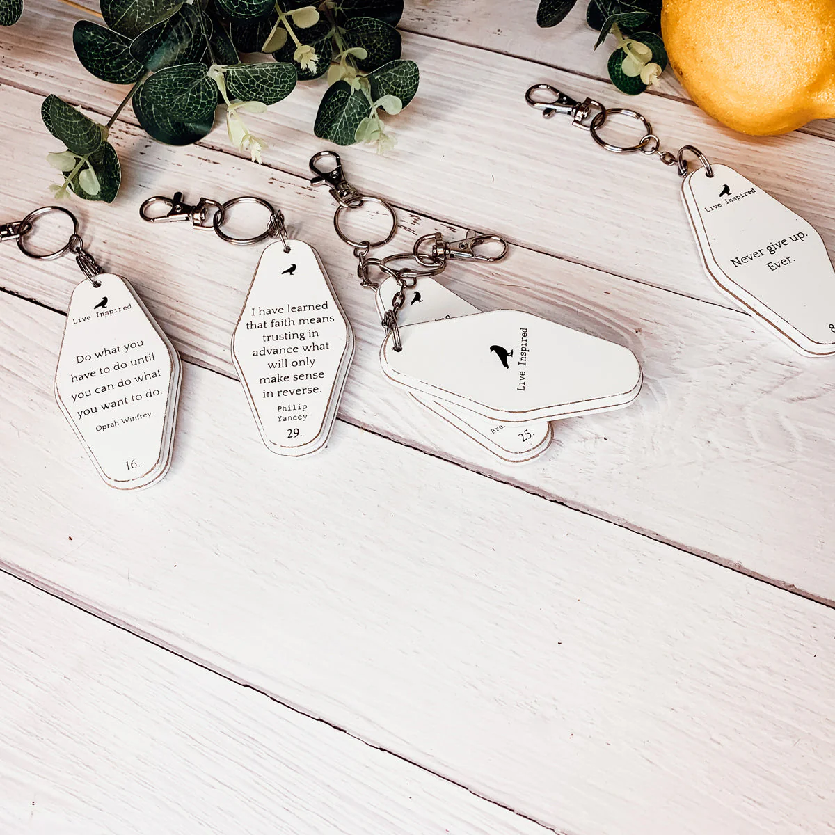Wooden Inspirational Key Chains Reversible Heavy Duty Motivational Quotes Keyring Set 10 Plus Styles - Image 17